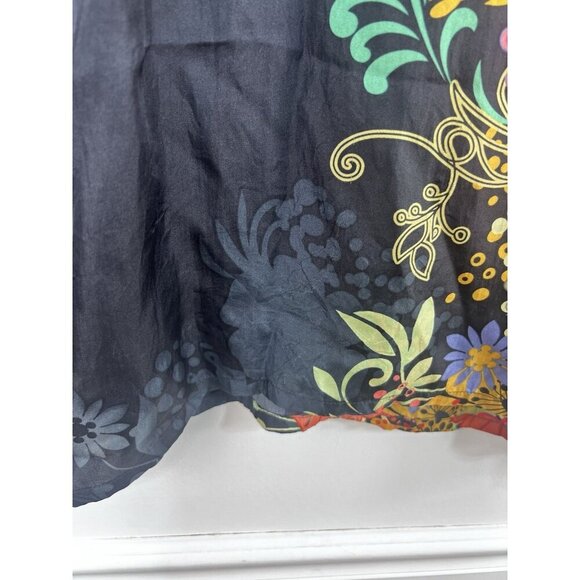 Johnny Was Women’s Floral Silk Top Long Sleeve Tasseled Tie Front Boho Small - Picture 9 of 9